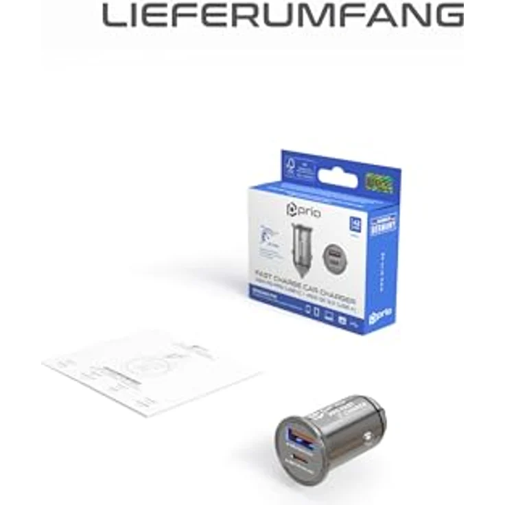 Prio KFZ-Schnellladegerät 45W PD PPS (USB C) + 45W (USB A), silber, duales Laden für Smartphones und Laptops – Bild 7