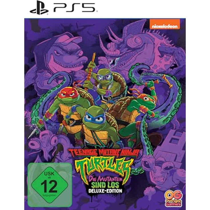 Outright Games Teenage Mutant Ninja Turtles: Die Mutanten sind los - Deluxe Edition - PS5, Sammelbox mit Steelbook, Anstecknadeln und Schlüsselanhängern – Bild 1