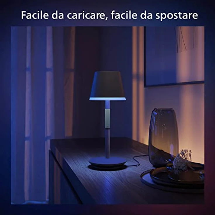Philips Hue White & Color Ambiance Go Tragbare Tischleuchte 370lm, schwarz, bis zu 16 Mio. Farben, steuerbar via App und per Taste, kompatibel mit Amazon Alexa (Echo, Echo Dot) – Bild 4