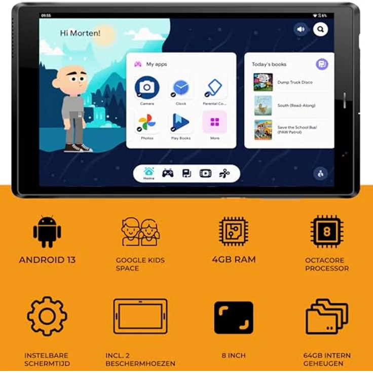 Denver TIO80105K Kinder-Tablet 8 Zoll – Android 13 – 4 GB RAM – 64 GB ROM – mit Kindersicherung und stoßfester Schutzhülle (Blau und Rosa) – Bild 5