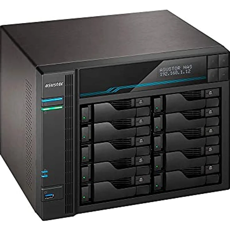 Asustor Lockerstor 10 AS6510T NAS Gehäuse Quad Core 2.1GHz 8GB RAM M.2 NVMe SSD Cache, Schwarz – Bild 3
