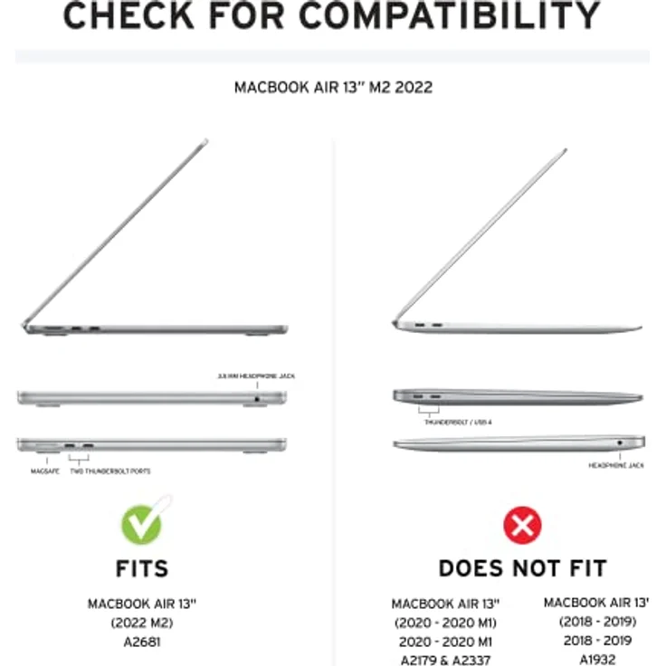 Urban Armor Gear Plyo Case für das Apple MacBook Air 13" Zoll (M2-2022) Hülle [Sturzfeste Schutzhülle nach US-Militärstandard, Freier Zugang zu Allen Anschlüssen] Ice/schwarz (transparent) – Bild 2