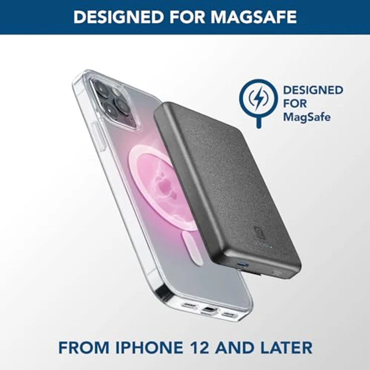 Cellularline MagSafe Wireless Power Bank MAG LITE 10000 Gray - Tragbares Ladegerät mit MagSafe-Technologie und 10.000 mAh Kapazität – Bild 2