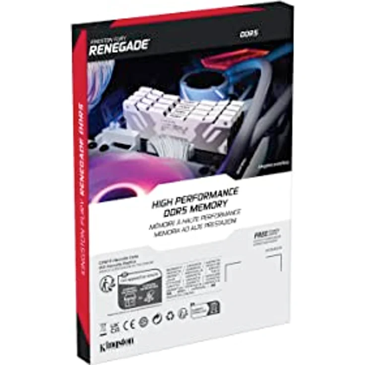 Kingston Fury Renegade KF584CU40RWK2-48 DDR5 Silber/Weiss XMP 48GB 8400MT/s CL40 CUDIMM Desktop Gaming Speicher Kit mit 2 - Hochleistungsarbeitsspeicher mit Aluminium-Kühlkörperdesign – Bild 4