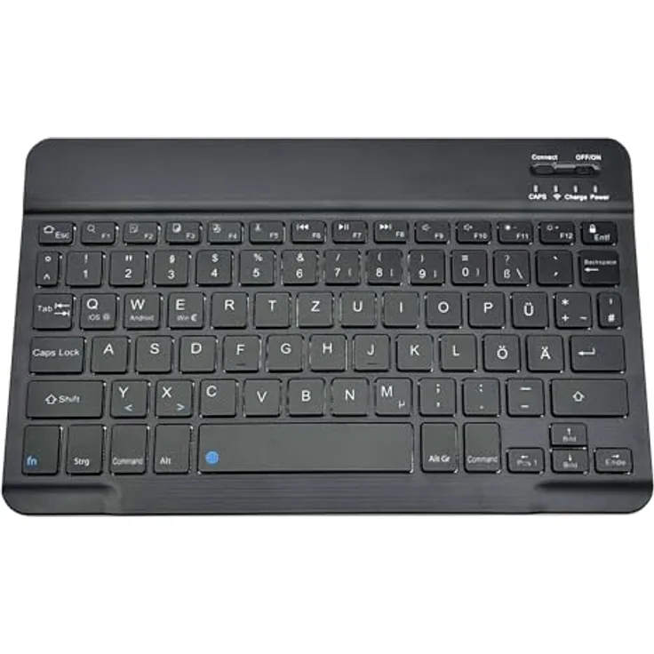 Lobwerk Bluetooth Tastatur Keyboard kabellos USB für ALLE iOS Windows Android Tablets (Schwarz)
