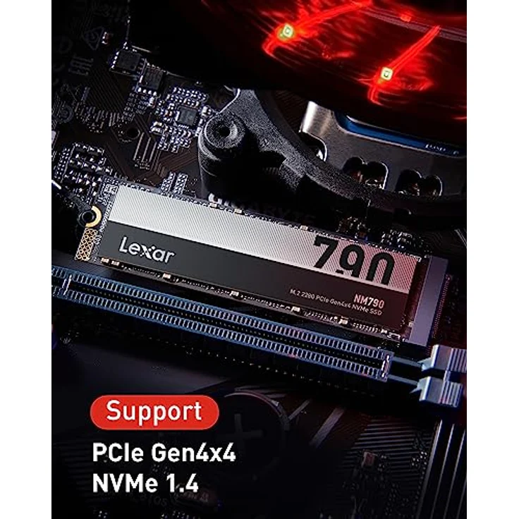 Lexar NM790 2TB Interne SSD, M.2 2280 PCIe Gen4x4 NVMe 1.4 SSD, Bis zu 7400MB/s Lesen, 6500MB/s Schreiben, Interne Solid-State-Laufwerk für PS5, PC, Laptop und Gamer (LNM790X002T-RNNNG) – Bild 3
