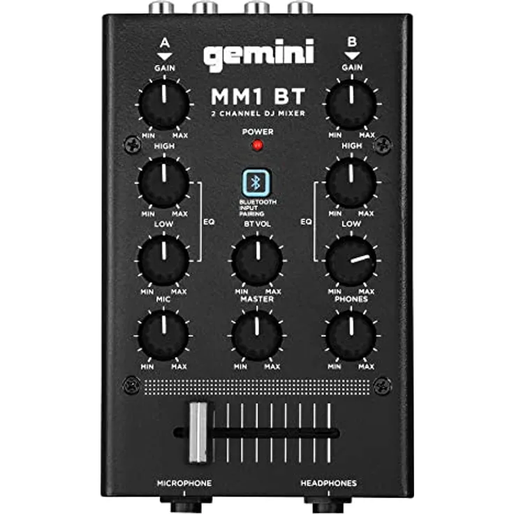 Gemini Sound MM1BT Bluetooth Professional Audio 2-Kanal Dual Mic Input Stereo 2-Band Rotary Compact DJ-Podcast-Mixer mit Crossfader und individueller Verstärkungssteuerung - Preisvergleich
