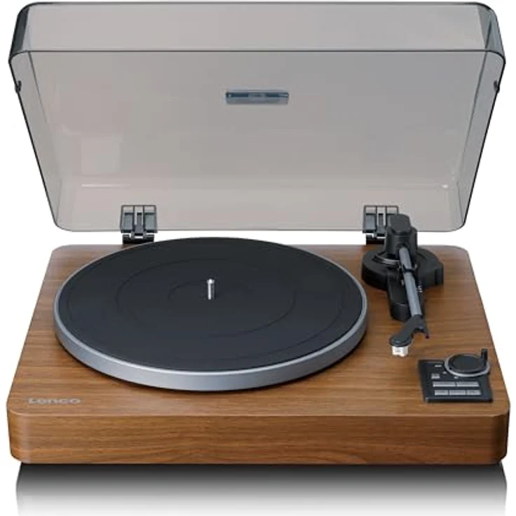 Lenco LBTA-165WD Vollautomatischer Plattenspieler - Bluetooth 5.3 - Holzgehäuse - Metall-Plattenteller & AT3600L Tonabnehmer - Auto-Start & Auto-Return - 2 Geschwindigkeiten (33/45 U/min) - Integriert - Stilvolles Design in Holzoptik – Bild 4