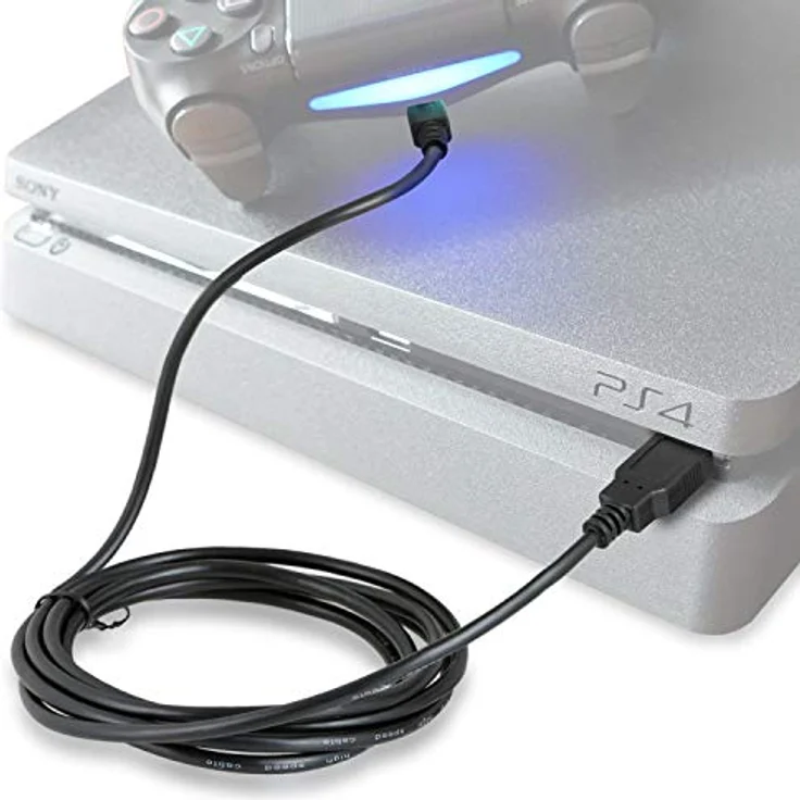 Wicked Chili Playstation 4 USB Ladekabel für PS4 Controller DualShock 4 Wireless Controller (180cm, microUSB, schwarz), 1x Ladekabel – Bild 3
