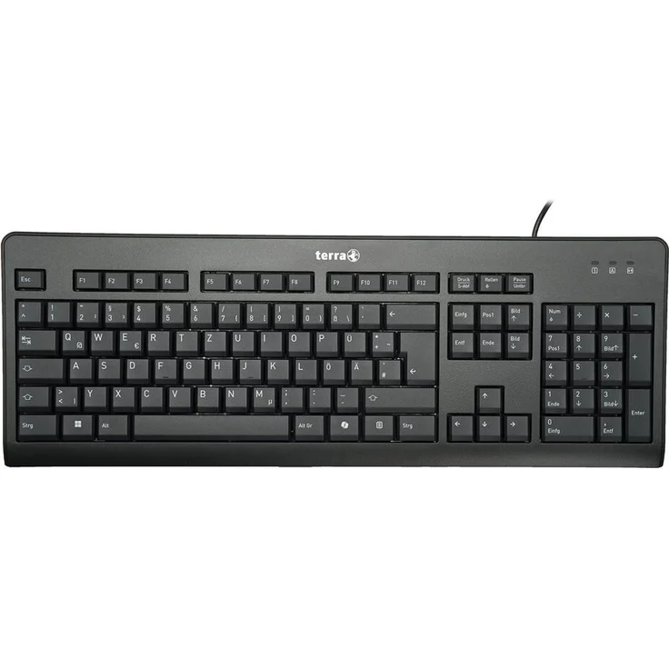 TERRA Keyboard 1500, kabelgebundene USB-Tastatur mit 105 Tasten, QWERTZ Layout, schwarz, 1,80 m