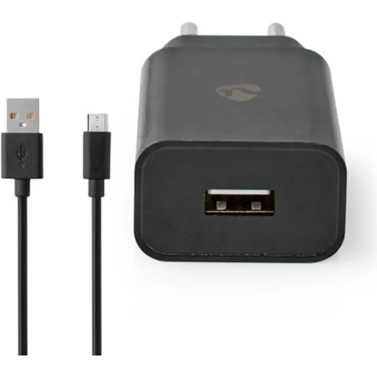 Nedis Wall Charger 1.0 A USB-A with Micro USB Cable 1.00m 5W - Black – Bild 3