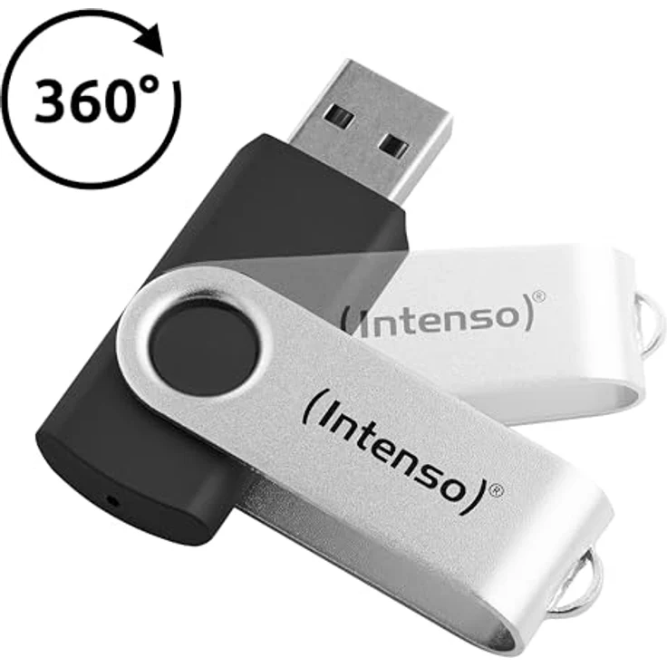 Intenso Office Line USB Stick 256 GB, Super Speed USB-A 3.2 mit bis zu 70 MB/s, robustes Kunststoff-Metall-Gehäuse, Silber-Schwarz – Bild 3
