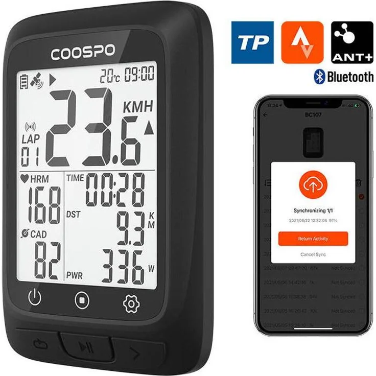 Coospo BC107, Velocomputer mit dualem GPS und BEIDOU, 28 Stunden Akkulaufzeit, wasserdicht IP67