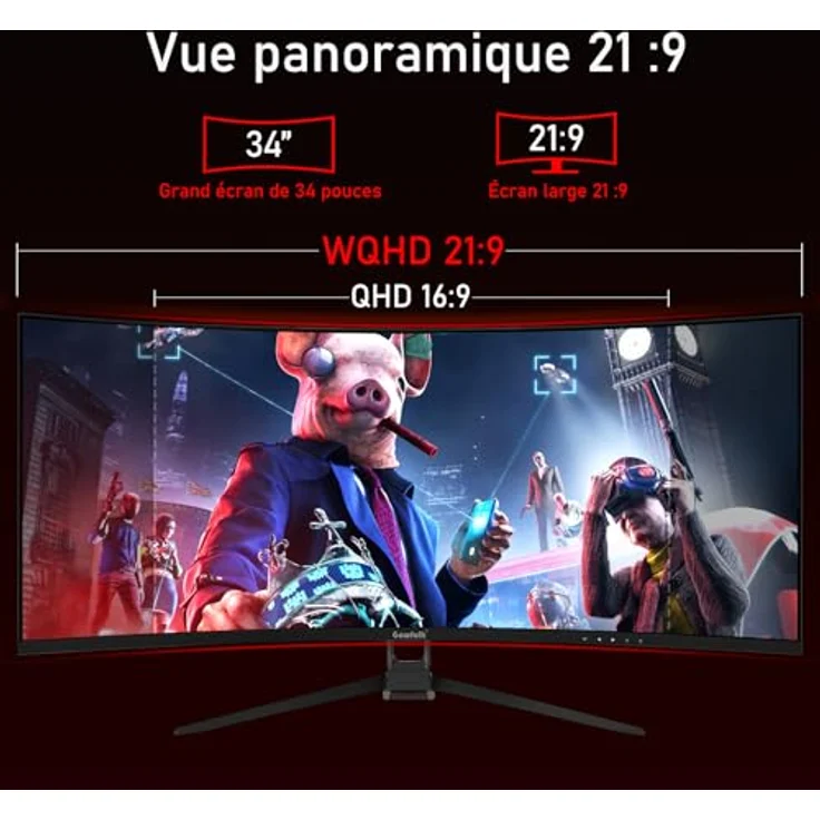 AOC CU34E4CW, 34 Zoll QHD Gaming Monitor Curved mit 120Hz, VA Panel, 4ms GtG, Adaptive Sync, HDR10, Höhenverstellung, Lautsprecher, Schwarz – Bild 3