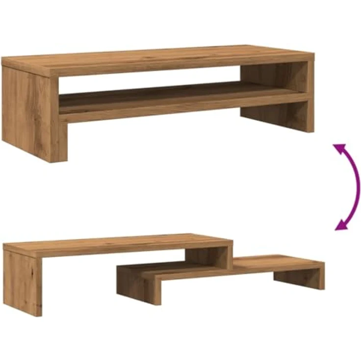vidaXL Monitorständer Artisan-Eiche, 54x22x15 cm, Holzwerkstoff mit reichlich Stauraum, max. Belastbarkeit 25 kg – Bild 7
