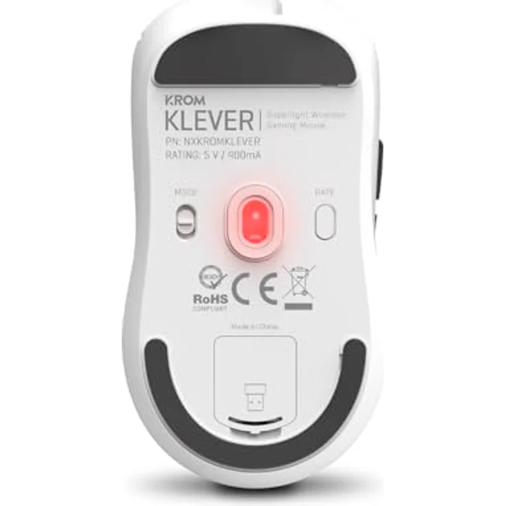 KROM KLEVER White - Ultraleichte kabellose Gaming-Maus, optischer Präzisionssensor Pixart PMW 3325, 6 DPI-Stufen bis zu 10000, 55g, Weiß. – Bild 5