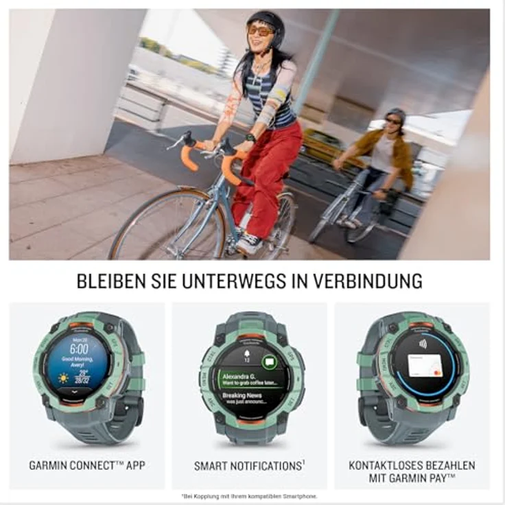 Garmin Instinct 3 50mm AMOLED GPS-Smartwatch, robust und wasserdicht, brilliantes 1,3" Display, LED-Taschenlampe (Grau) – Bild 4