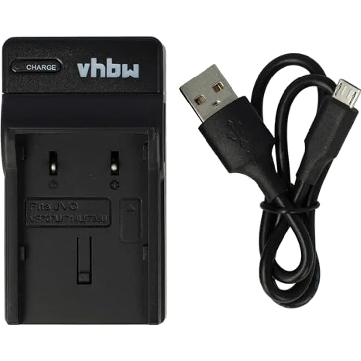 vhbw Micro USB Ladegerät Ladekabel passend für Kamera Akku JVC BN-VF733, BN-VF733U.