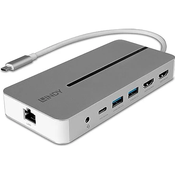 LINDY 43360 DST-Mx Duo USB C Laptop/MacBook Mini Dockingstation – 2X HDMI 4K@60Hz, PD 3.0 100W, USB 3.2 Gen 1, Gigabit Ethernet, Audio, HDCP2.2,>Thunderbolt 3, Display, Festplatte, Printer, Webcam