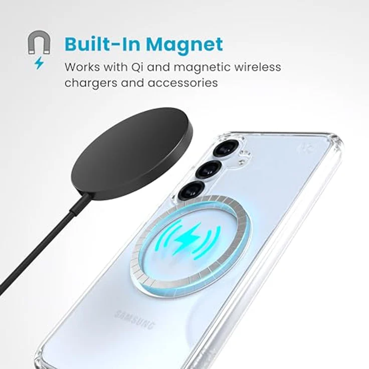 Speck Presidio2 Clear + Magnet für Samsung Galaxy S25/S24, transparente Smartphone-Hülle mit Microban, zertifizierter Fallschutz bis 4m, MagSafe-kompatibel, IMPACTIUM Clear Shock Barrier – Bild 3