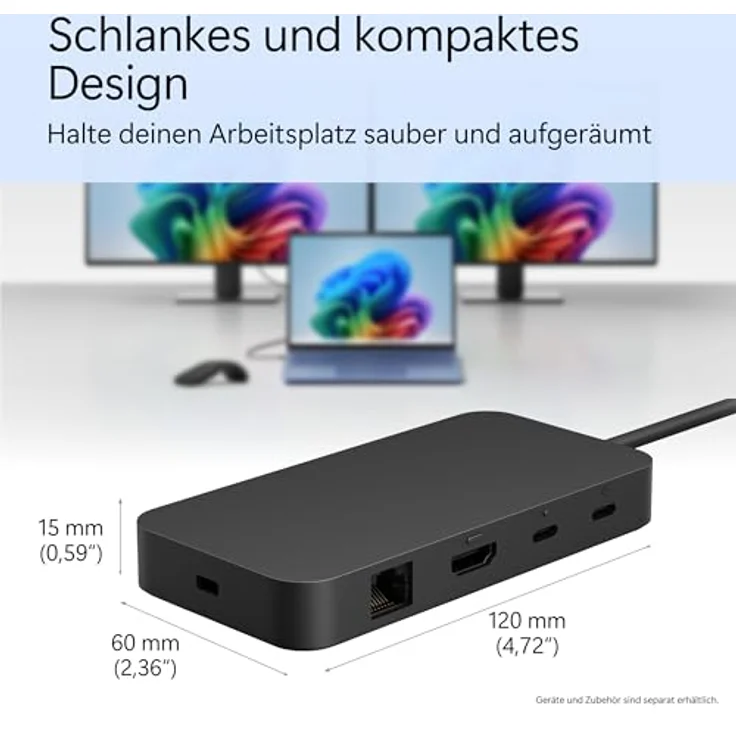 Microsoft Surface USB4 Dock - USB4 - 100 W - 1000 Mbit/s - Schwarz - 60 Hz – Bild 6