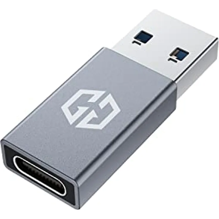 GRAUGEAR USB-C zu USB Adapter - Blitzschnelle 10 Gbit/s Datenübertragung, Dual-Seiten USB-C, Type-C Buchse zu Type-A Stecker, Grau