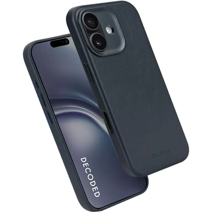 Decoded Lederhülle für iPhone 17, Premium ECCO Leder, MagSafe Kompatibel, Stoßfest, Kratzfest, Metalltasten, Marineblau – Bild 1