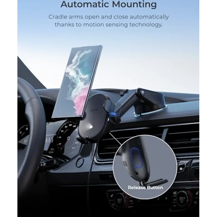 iOttie Auto Sense 2, Qi-zertifizierte Smartphone Halterung mit automatischer Erkennung und 15 W Wireless-Ladeleistung, Schwarz – Bild 3