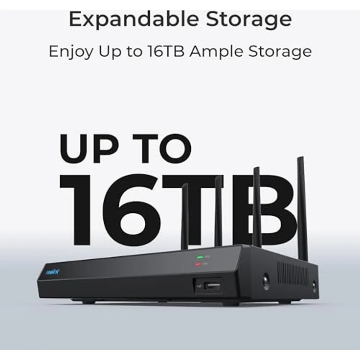 Reolink NVS12W NVR, Wi-Fi 6 Netzwerkvideorekorder mit 2TB HDD, 4 externe High-Gain-Antennen, offline Aufzeichnung in Kabellos Weiß – Bild 5