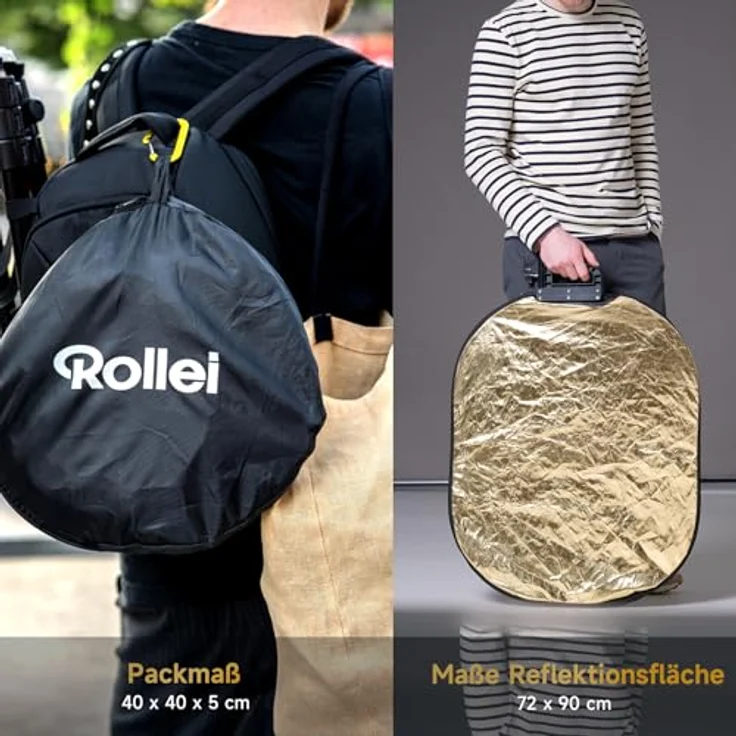 Rollei 5in1 Faltreflektor Comfort Pro, 72x90 cm, Aluminium mit Haltegriff für Lichtkontrolle – Bild 3