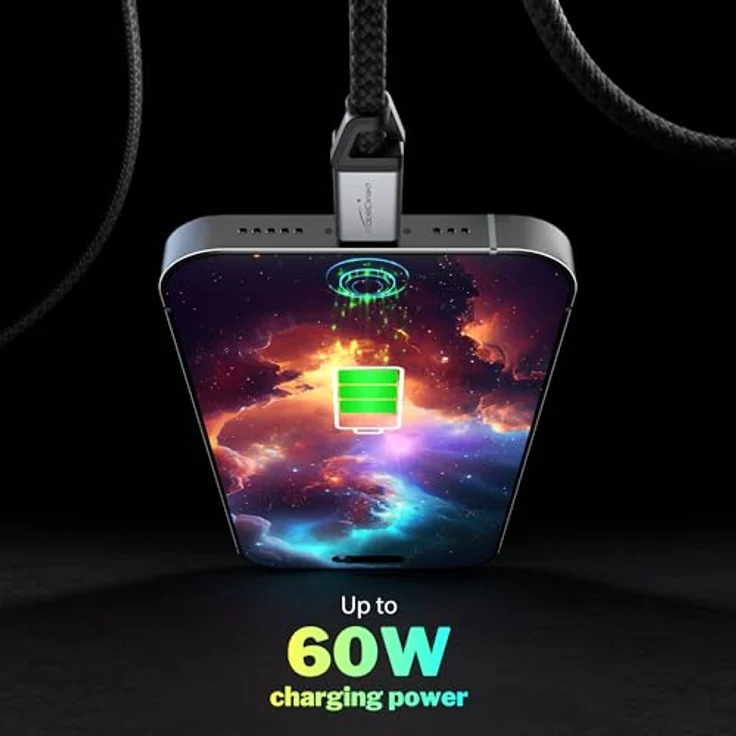 KabelDirekt USB-C-Kabel 1m, USB 2.0, 60W PD, flexibles und bruchfestes Ladekabel für Smartphones und Laptops – Bild 5