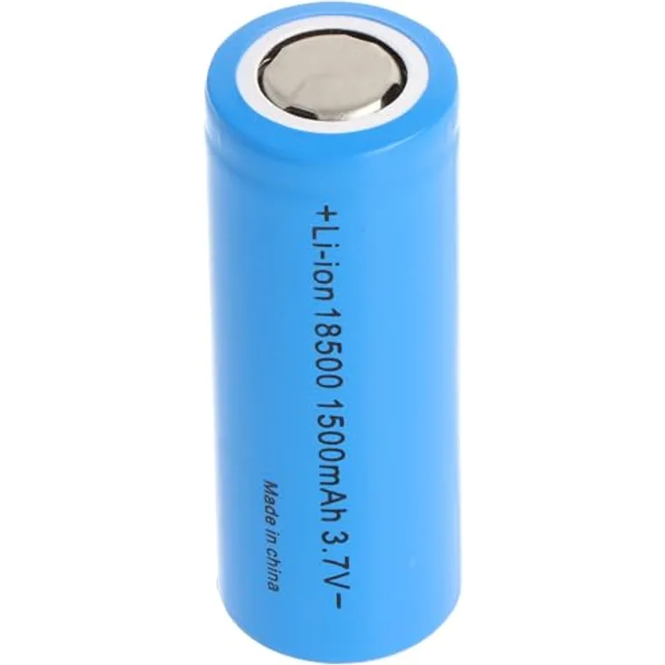 AccuCell 18500 Li-Ion Akku 1500mAh, 3,6-3,7 Volt, flacher Pluspol, 48,9 x 18,3mm