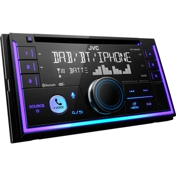 JVC KW-DB95BT, Radio mit CD fürs Auto, DAB+, Bluetooth 4.2, USB-Anschluss, schwarz