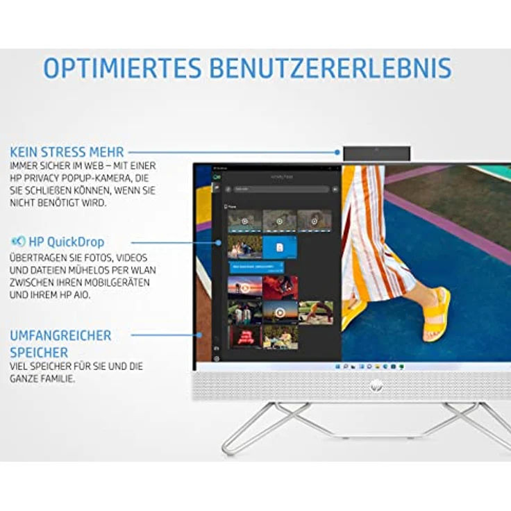 HP All in One PC | 23,8" FHD-Display | Intel Pentium J5040 | 8 GB DDR4 RAM | 256 GB SSD | Intel UHD-Grafikkarte 605 | QWERTZ Tastatur | Windows 11 Home | Starry White – Bild 4