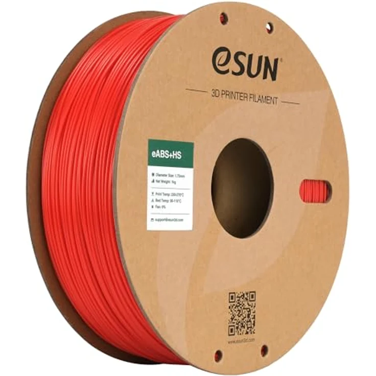 eSUN ABS+ Filament 1.75mm, Hochgeschwindigkeits 3D Drucker Filament mit Maßgenauigkeit +/- 0.03mm, 1KG Spule, Wärmebeständig, geruchsarm, Rot – Bild 1