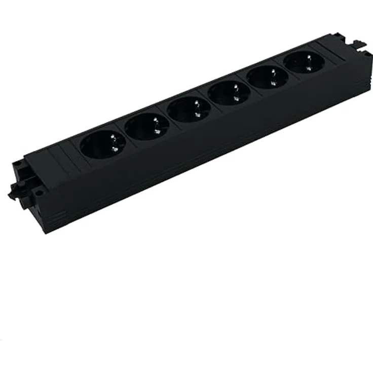 Bachmann, Steckdosenleiste, STEP BASE power strip (6 x), Kunststoffprofil in schwarz, 6 x Schutzkontaktsteckdosen 35° – Bild 1