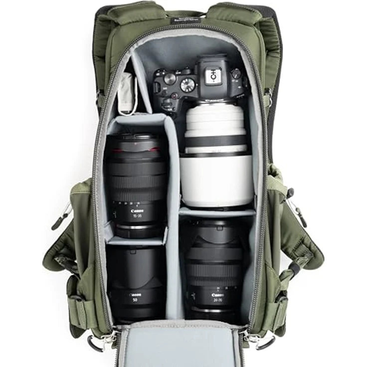 Think Tank Backlight 18L Montane Green, Fotorucksack mit rückseitigem Zugriff für Kamerazubehör, 18 l, inklusive Fächern für Laptop und Tablet – Bild 9