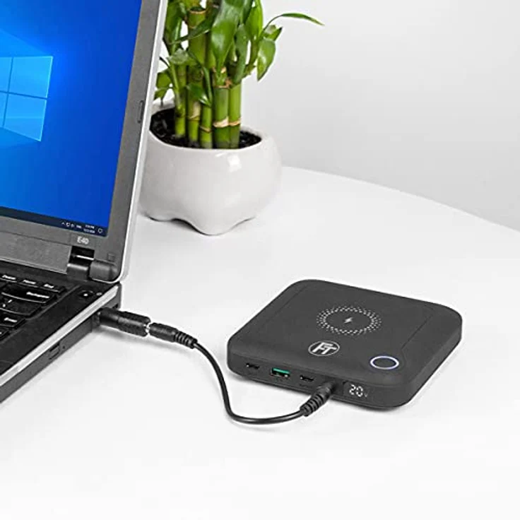 FeinTech PLG02400 Laptop Powerbank 60W PD USB-C und DC Anschluss 24000mAh, 10W Wireless Charging, schwarz – Bild 4