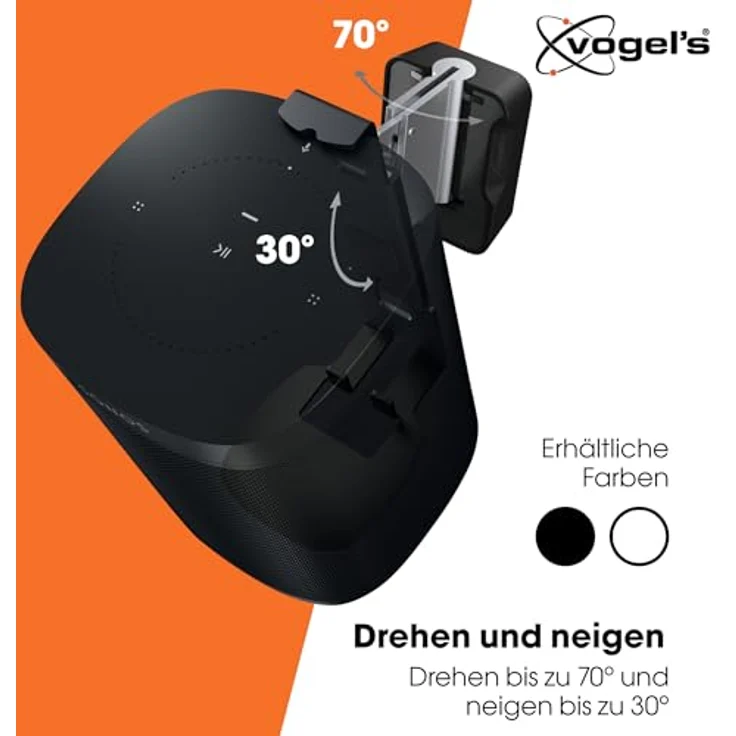Vogel's Sound 4201 Sonos Wandhalterung für Sonos One (SL) und Play:1, Schwarz – Bild 3