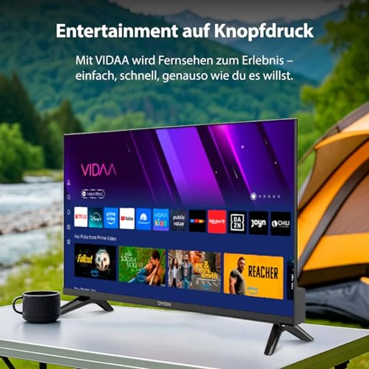 DYON Smart 24 VX-V, 24 Zoll HD Smart-TV mit 12V-Anschluss, Triple Tuner (DVB-S2/T2/C), App Store, für Camping und Caravan – Bild 2