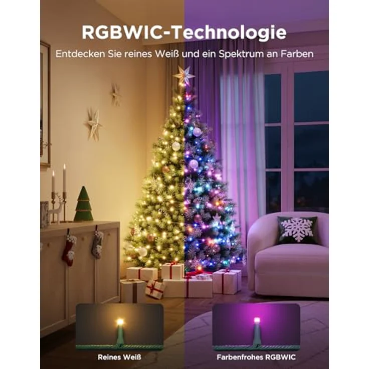 Govee Christmas Sparkle String Lights, 30M RGBWIC Lichterkette mit 375 LEDs, 140+ dynamische Szenenmodi, App-Steuerung mit Alexa für Innenräume – Bild 2