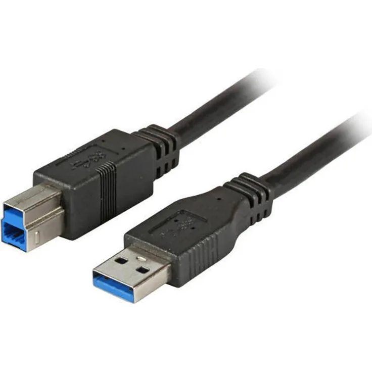 EFB USB3.0 Anschlusskabel A-B, 1,8m, männlich-männlich, Schwarz, 5 Gbps, Premium