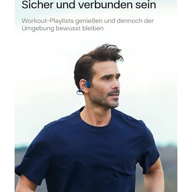 Shokz Openrun Sport Kopfhörer - Bone Conduction Technologie, kabellos, Blau mit integriertem Mikrofon und digitaler Geräuschunterdrückung – Bild 4