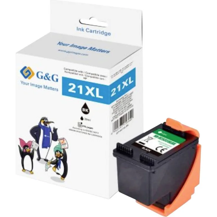 G&G Druckerpatrone Kompatibel GP-H21XLBK, Schwarz, Hochwertige Tintenpatrone als Ersatz für HP 21 XL