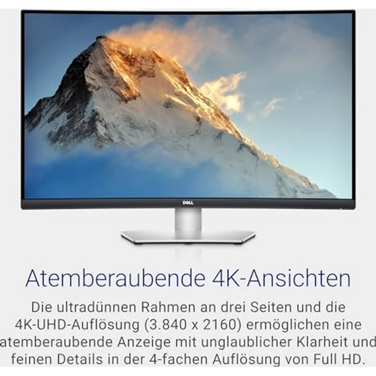 Dell S3221QSA 31.5 Zoll 4K UHD Curved Monitor, 60Hz, VA, 4ms, AMD FreeSync, 99% sRGB, Silber – Bild 2