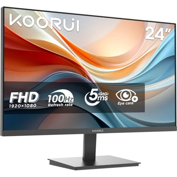 KOORUI E2412F 24 Zoll FHD Monitor, 1920 x 1080, 100Hz, HDMI 1.4, augenschonend, neigbar, VESA 100 x 100mm – Bild 1