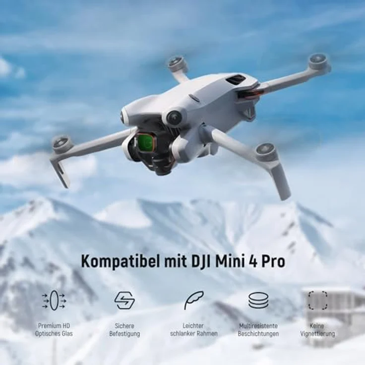 NEEWER Variable ND Filter Set für DJI Mini 4 Pro, 4er Pack ND2-ND3 (1-5 Blendenstufen) und ND64-ND512 (6-9 Blendenstufen), VND/CPL/UV Filter, optisches HD Glas, Aluminiumrahmen – Bild 2