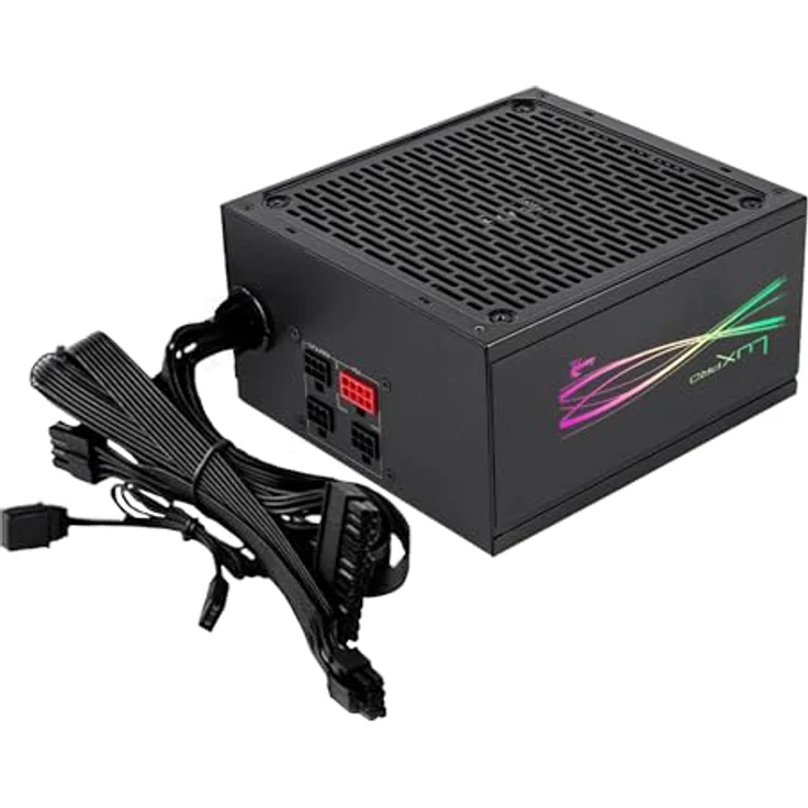 AeroCool Lux Pro RGB 650M, 650 W PC Netzteil mit semi-modularer Verkabelung und 80Plus Bronze Effizienz, Schwarz – Bild 1