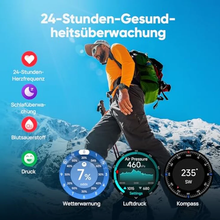 Mibro GS Explorer S, Multisport Smartwatch 10ATM wasserdicht, 1,32" AMOLED, Dualfrequenz-GPS, Tauchdaten-Tracking, langlebig, für Outdoor-Abenteuer – Bild 4