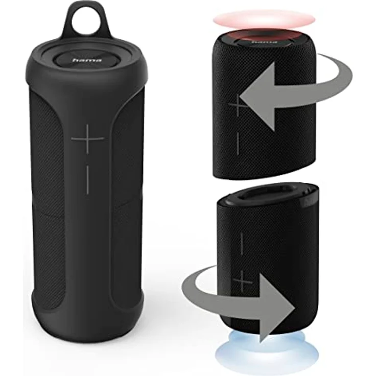 Hama 2in1 Bluetooth-Lautsprecher-Set Twin 3.0 wasserdicht 30W (teilbares Speaker-Set kabellos, 2 tragbare Bluetooth-Boxen, schwimmende Musikbox wasserfest IP67, 10h Akku, True Wireless Stereo) schwarz – Bild 3